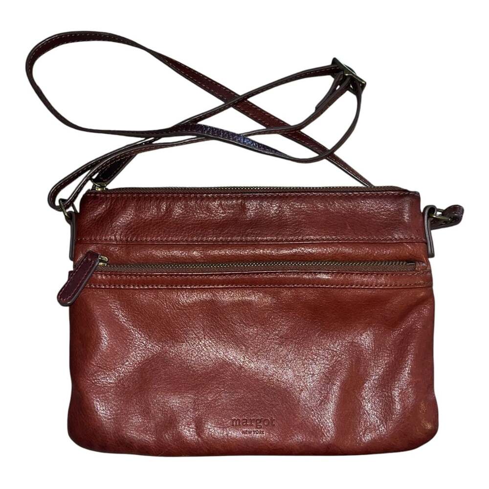 Margot New York Brown Leather Crossbody Shoulder Bag Purse